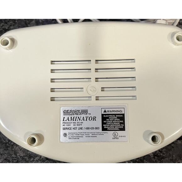 Design Concepts Laminator Model #DC4H Laminate Up to 4.4” Wide Tested Box Manual - Picture 4 of 4
